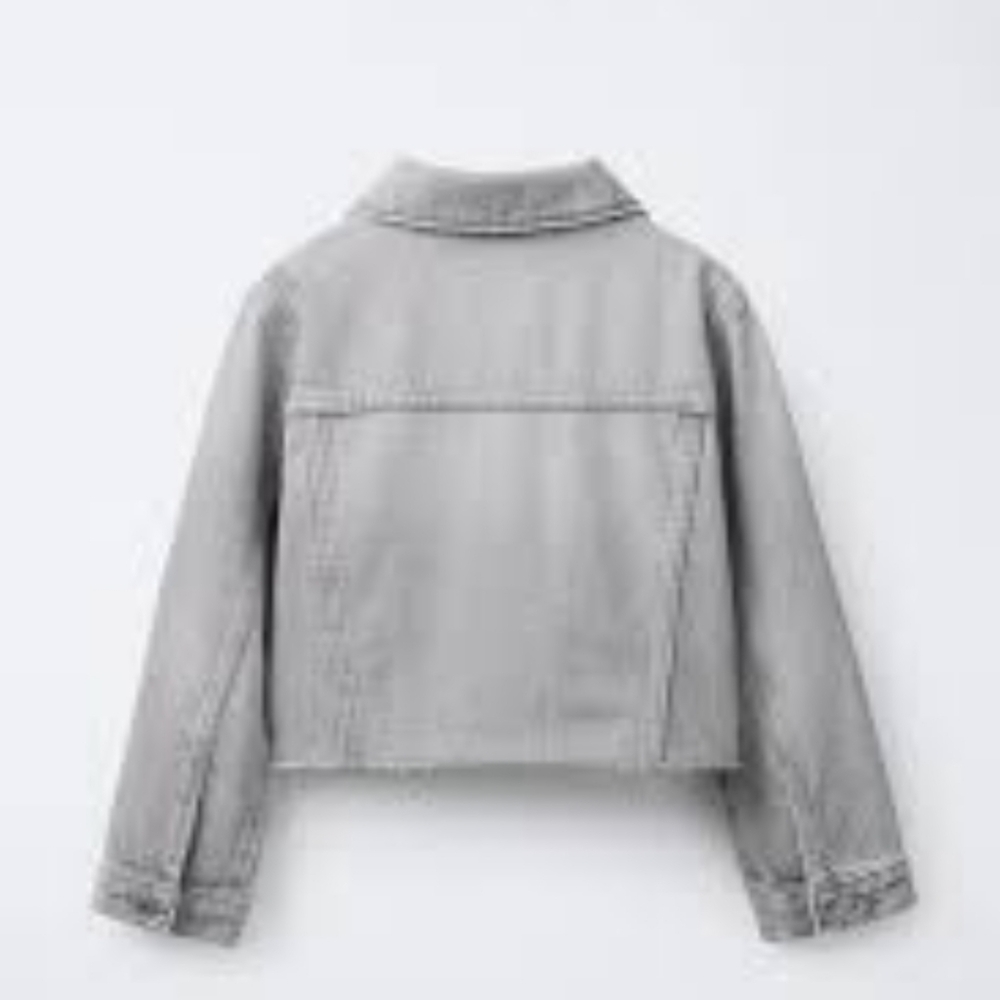 Zara Sky Blue Cropped Denim Jacket - Picture 2 of 7